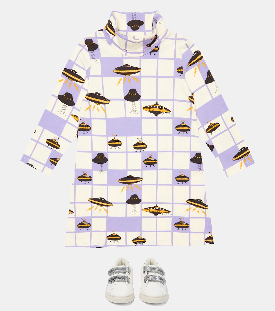 Printed cotton-blend dress | Mini Rodini