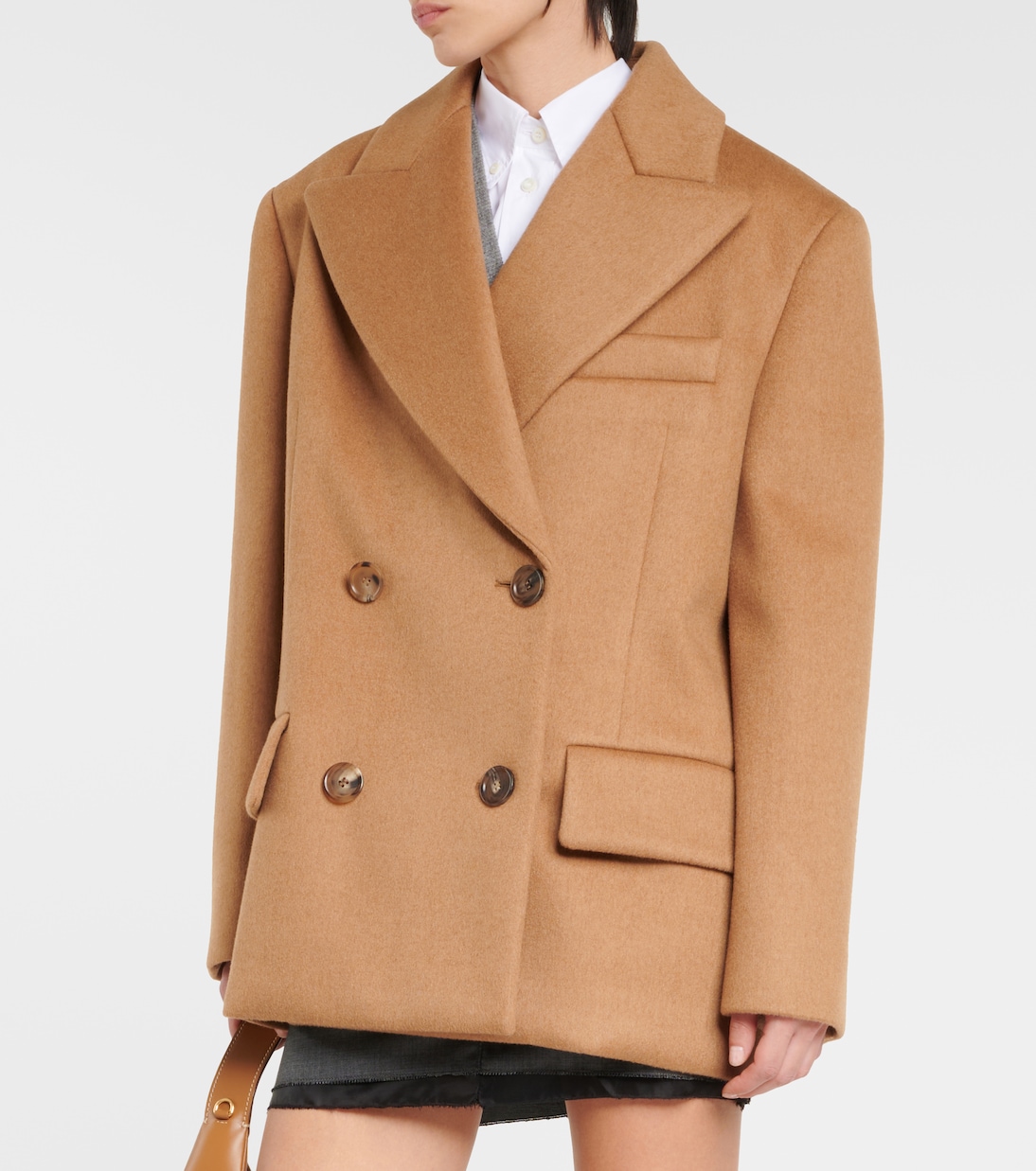 Blazer cruzado de pelo de camello | Miu Miu