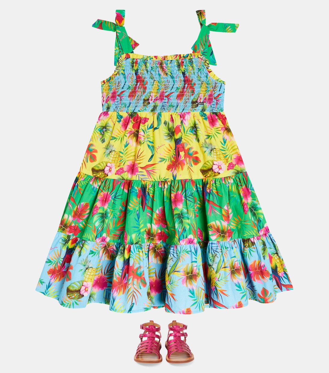 Printed tiered cotton dress | Patachou