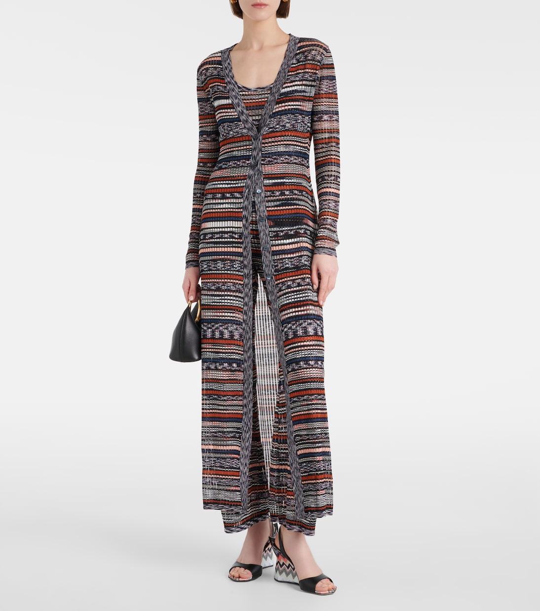 Wedge-Sandalen aus Leder mit Häkelstrick | Missoni