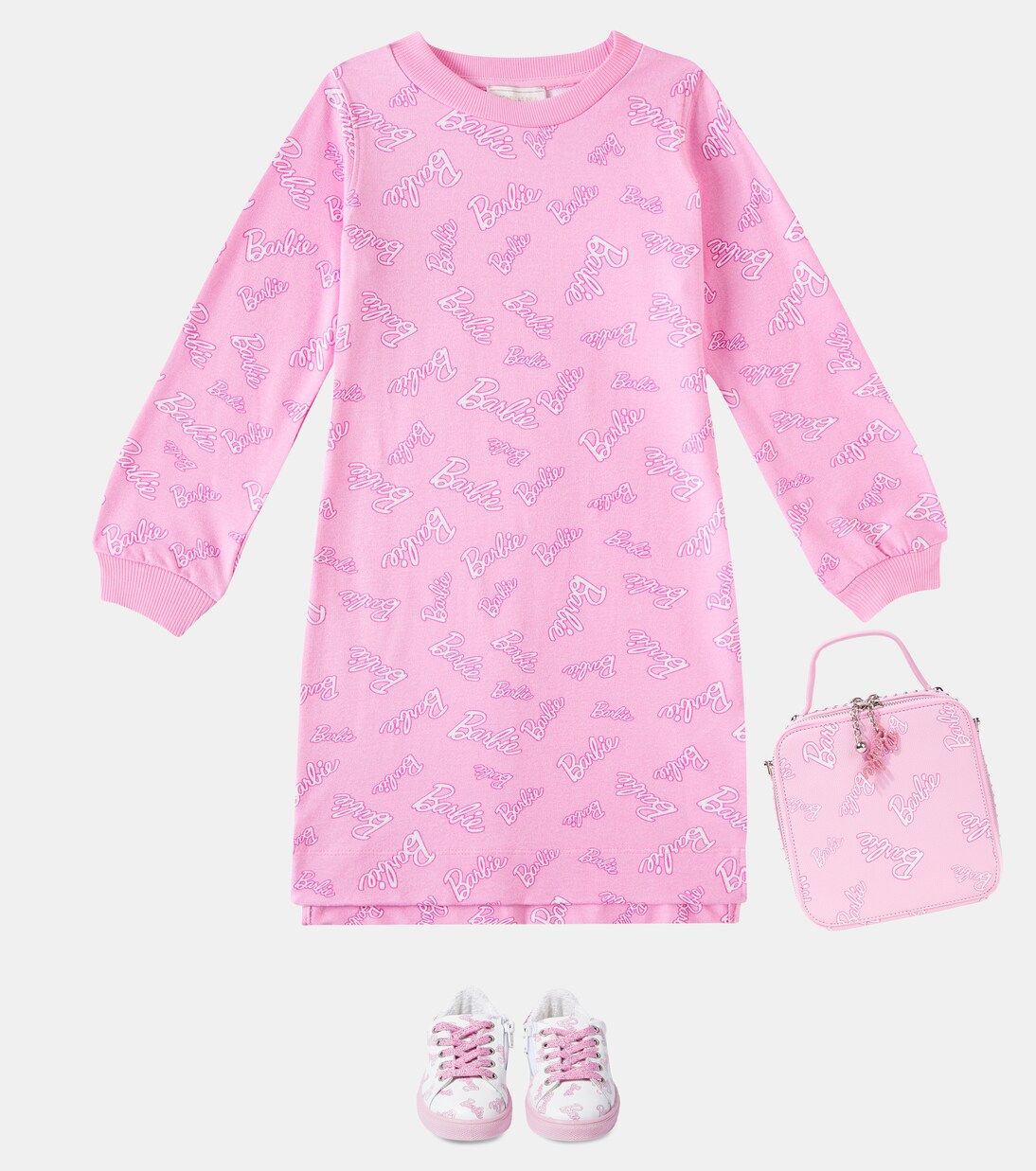 x Barbie® printed cotton-blend jersey dress | Monnalisa