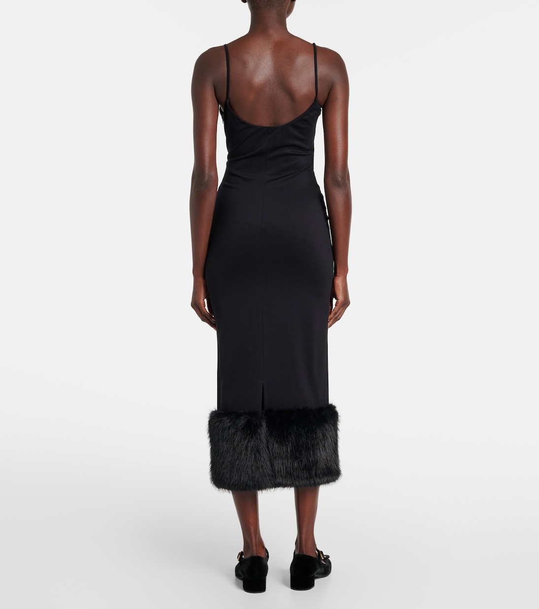 Midikleid mit Faux Shearling | Prada