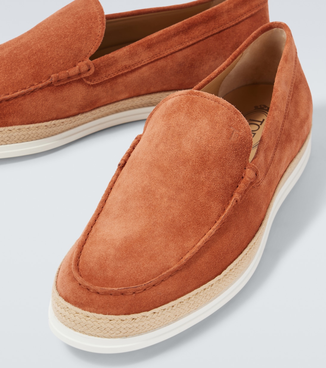 Jute-trimmed suede slip-on shoes | Tod's
