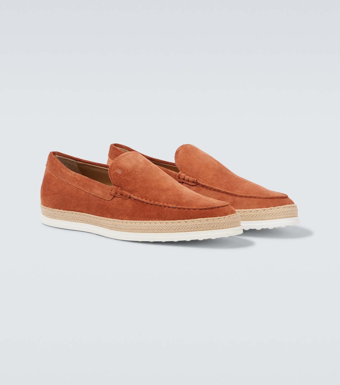 Jute-trimmed suede slip-on shoes | Tod's