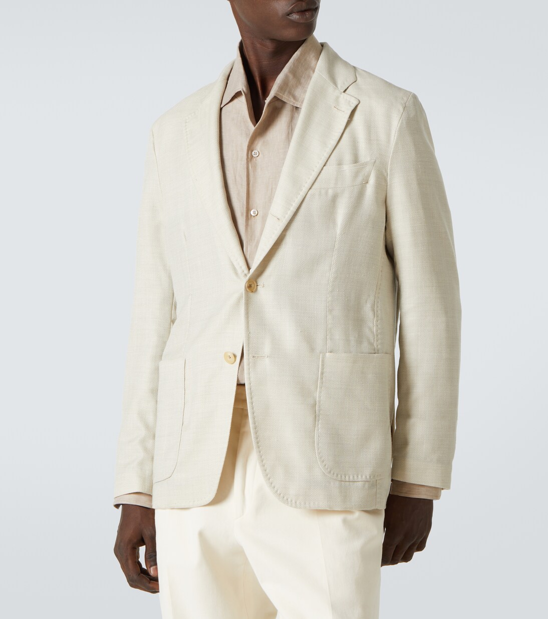 Herringbone wool, silk, and linen blazer | Rubinacci