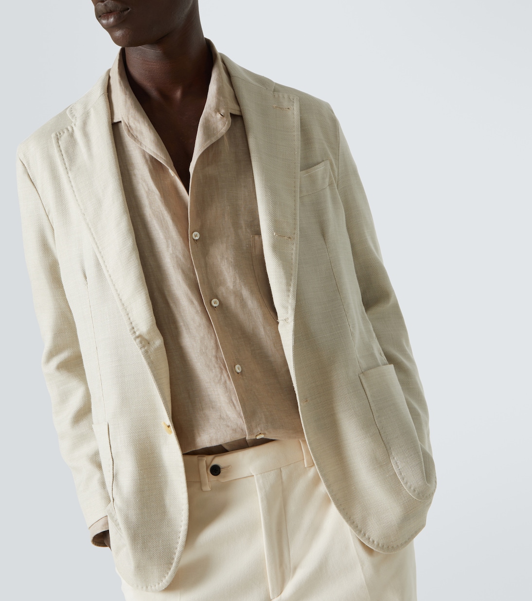 Herringbone wool, silk, and linen blazer | Rubinacci