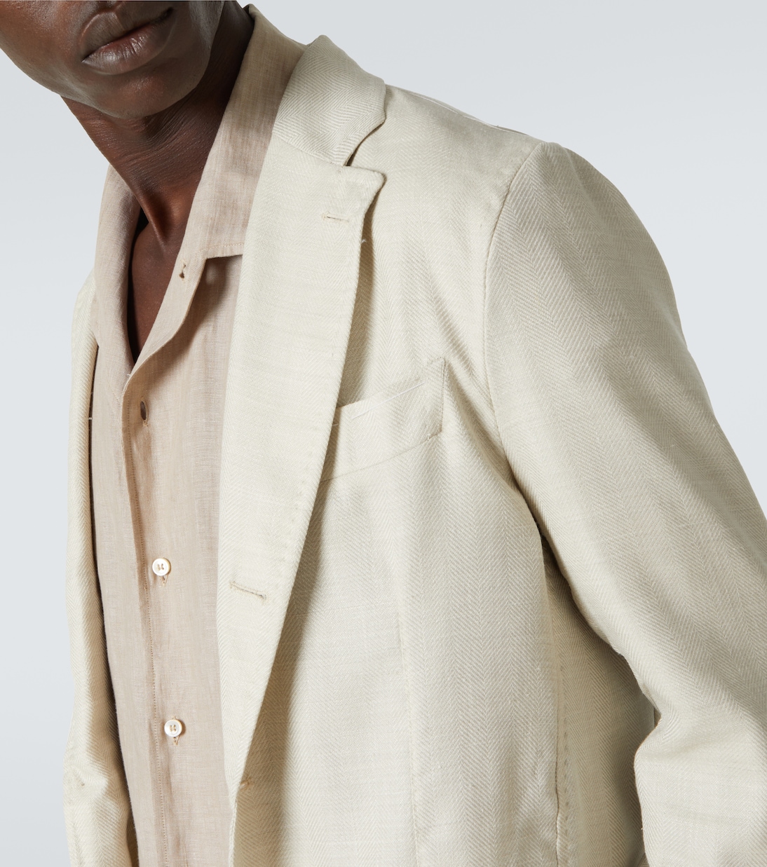 Herringbone wool, silk, and linen blazer | Rubinacci