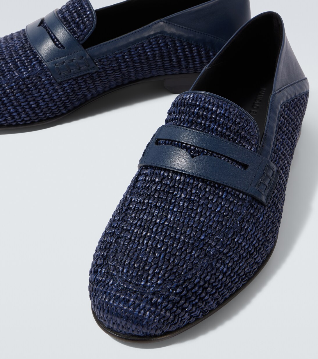 Mocasines penny Padstow de rafia y piel | Manolo Blahnik