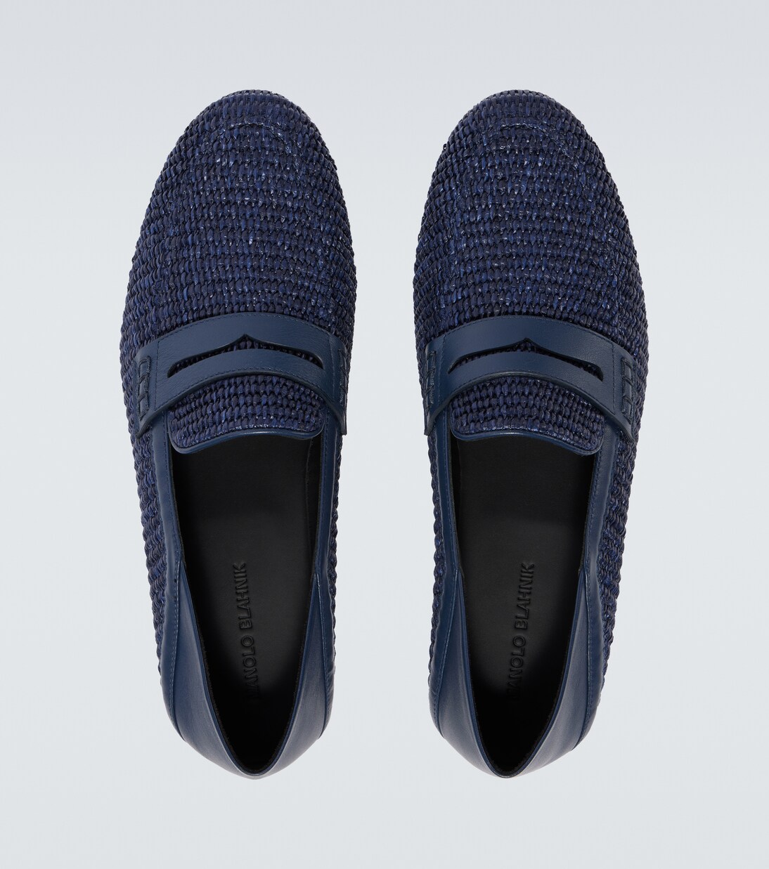 Mocasines penny Padstow de rafia y piel | Manolo Blahnik