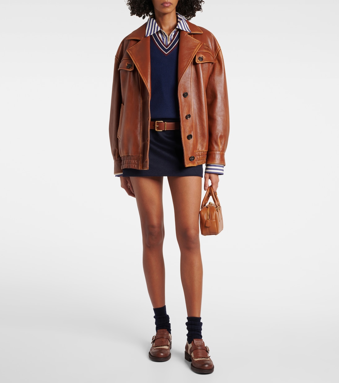 Mini-jupe en velours de laine et cachemire | Miu Miu