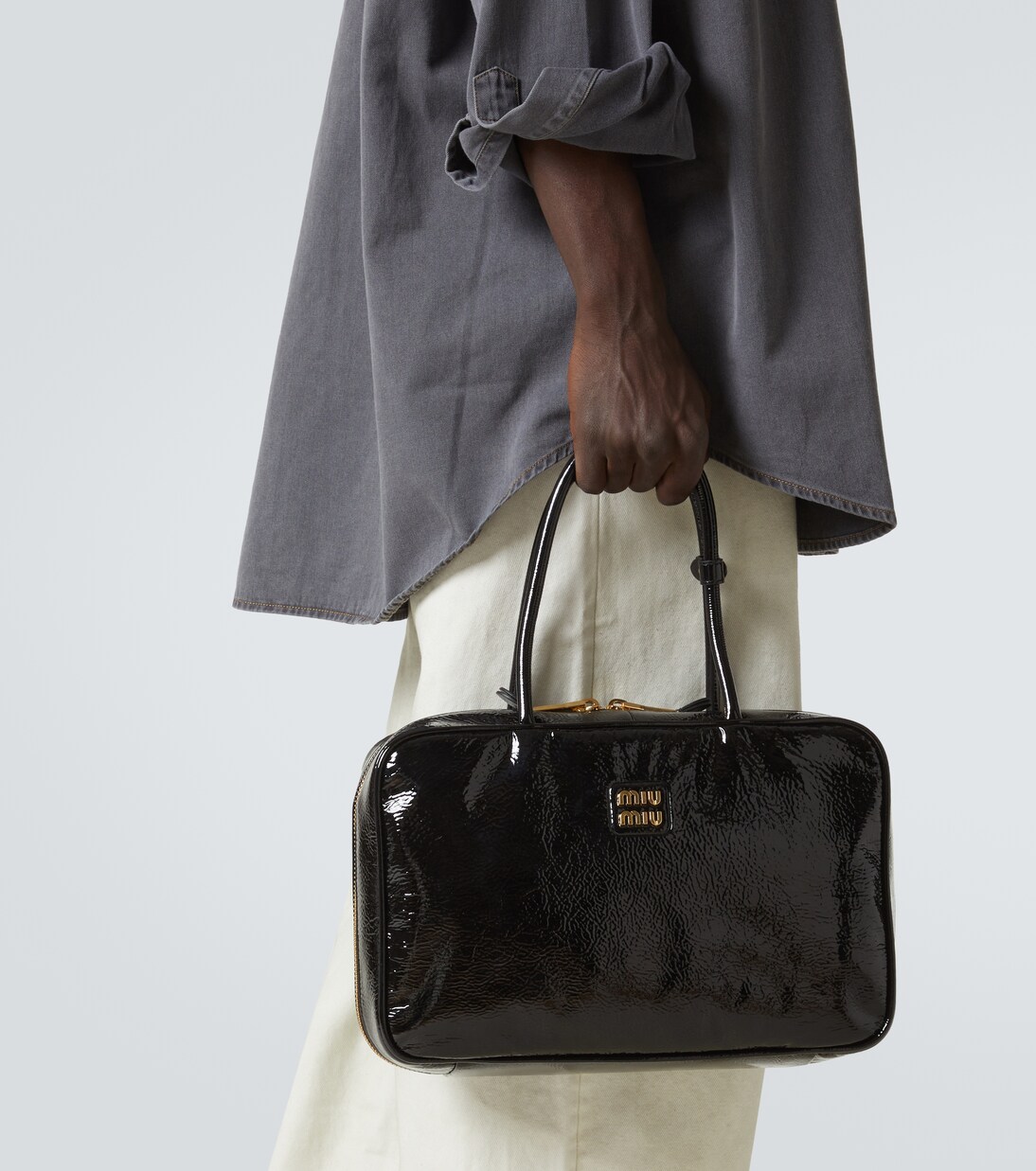 Beau patent leather tote bag | Miu Miu