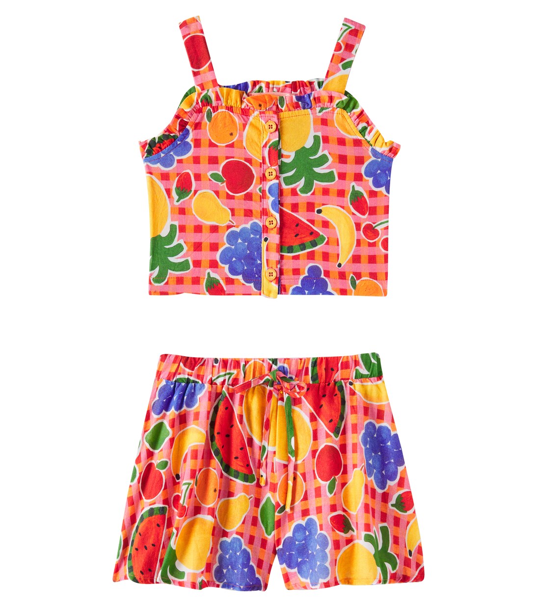Gingham printed cotton top and shorts | Fábula