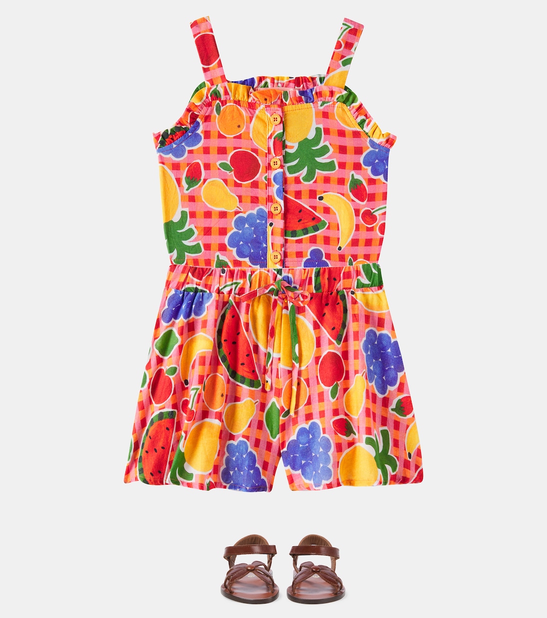 Gingham printed cotton top and shorts | Fábula