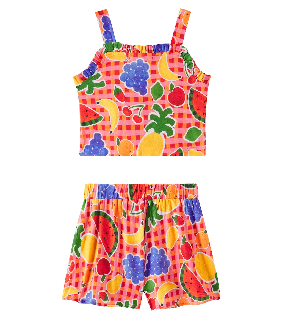 Gingham printed cotton top and shorts | Fábula