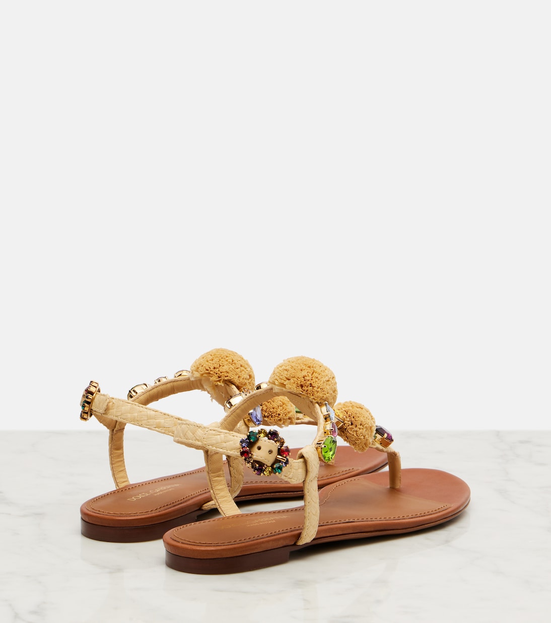 صندل بصباع بتأثير الرافيا مع تزيين | Dolce&Gabbana