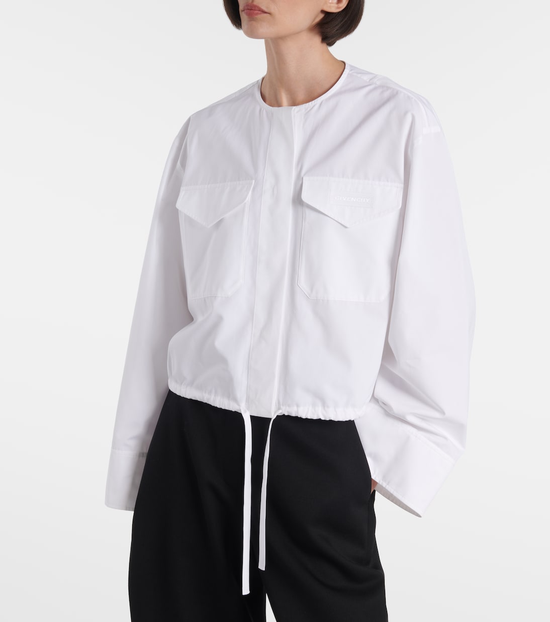 Logo cropped cotton poplin shirt | Givenchy