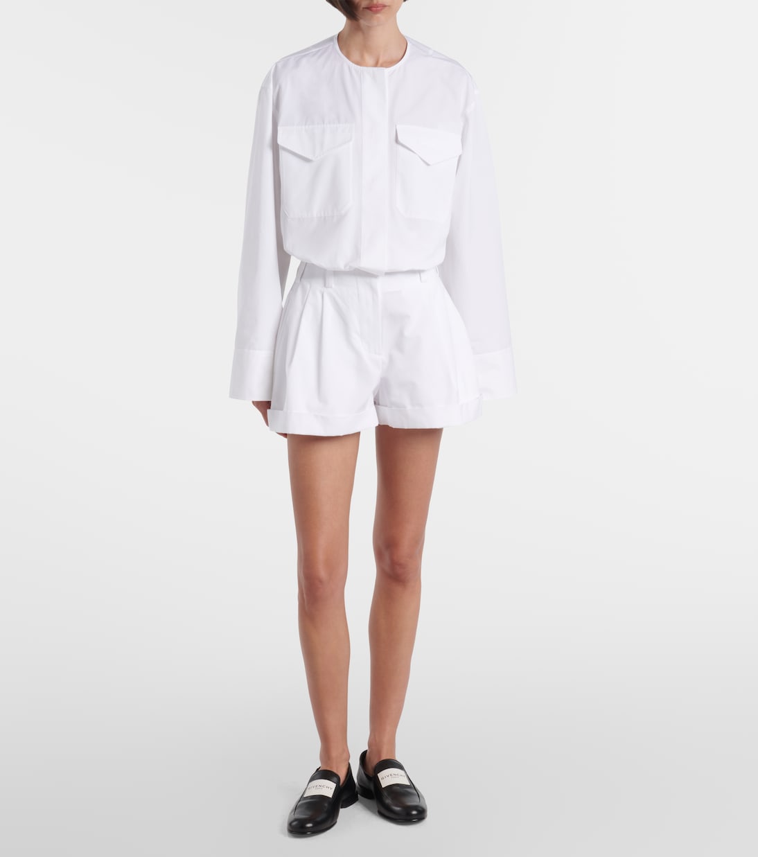 Logo cropped cotton poplin shirt | Givenchy