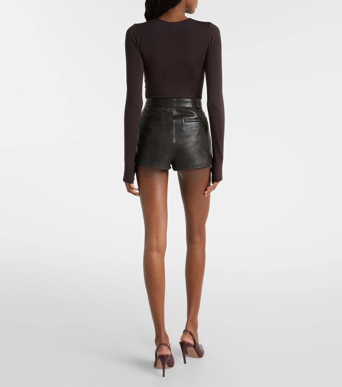 Low-Rise Shorts aus Leder  | Alex Perry