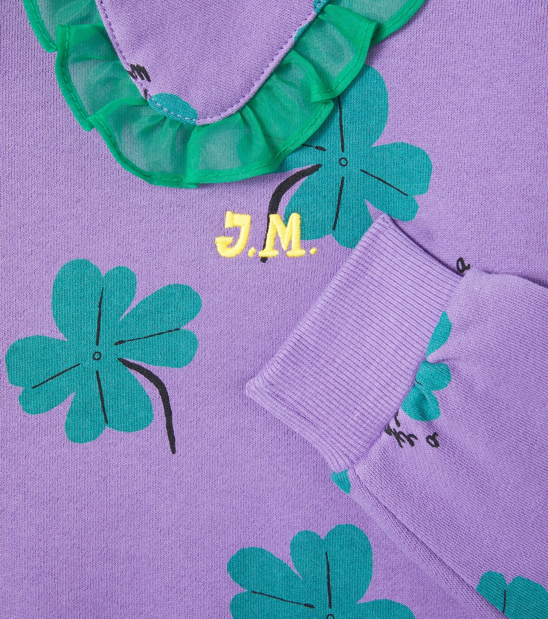 Lucky Clover printed ruffled cotton sweatshirt | Jellymallow