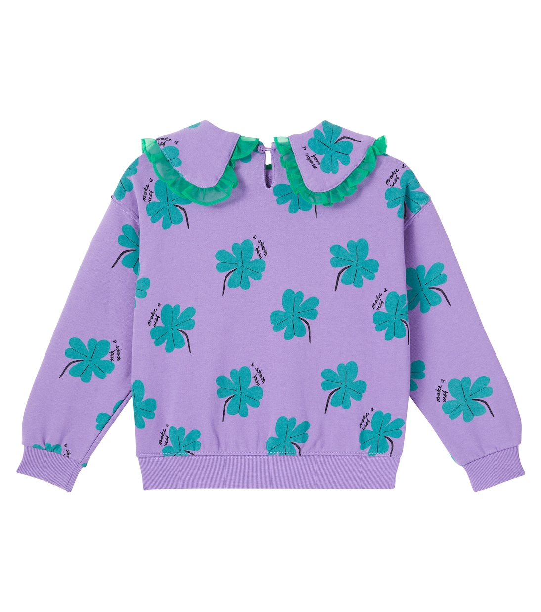 Lucky Clover printed ruffled cotton sweatshirt | Jellymallow