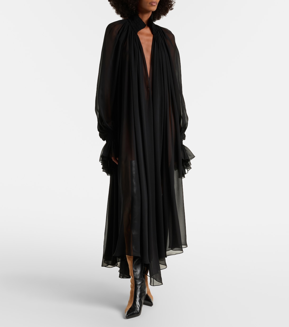 Robe midi Edgar en tulle de soie | Khaite