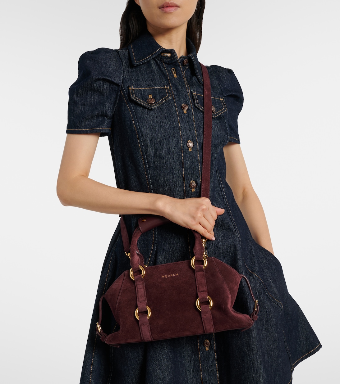 Farringdon Small suede tote bag | McQueen