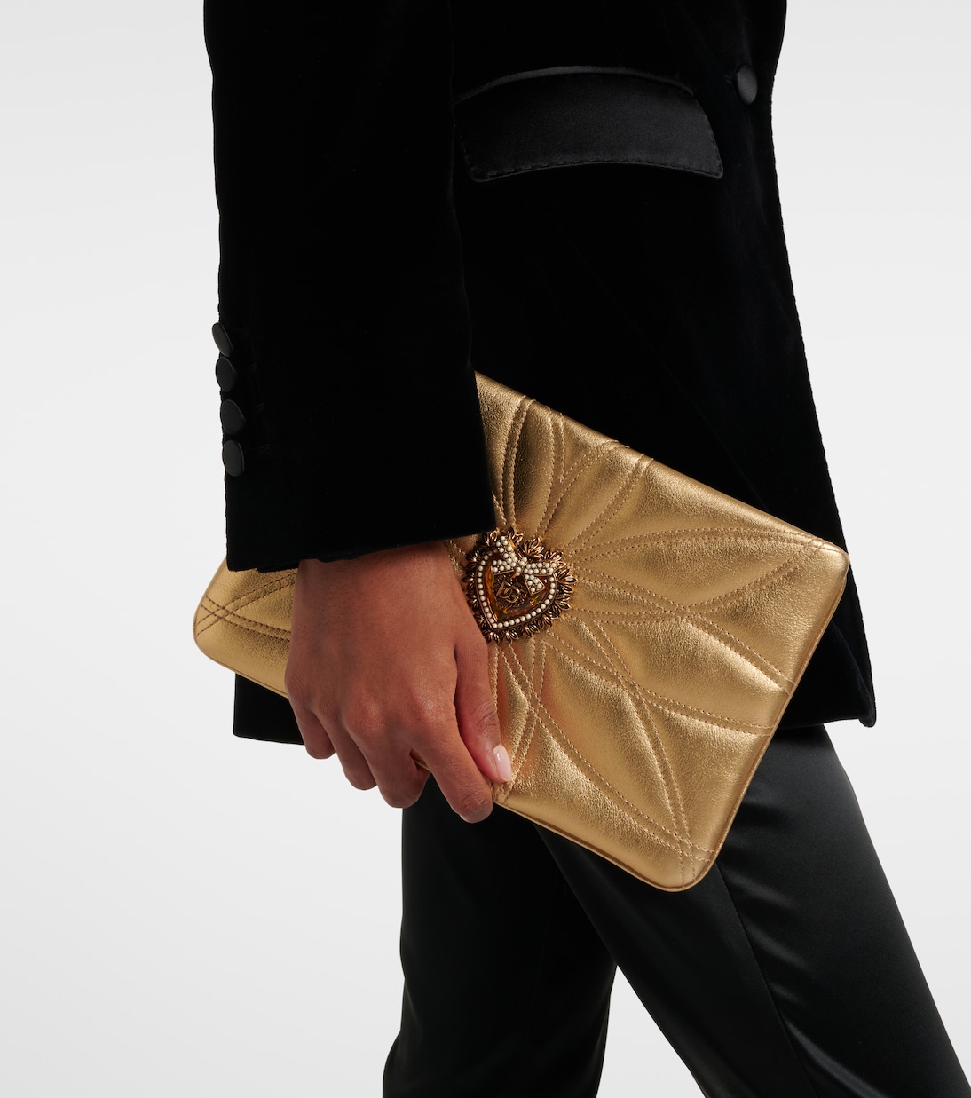 Etui Devotion Mini aus Metallic-Leder | Dolce&Gabbana