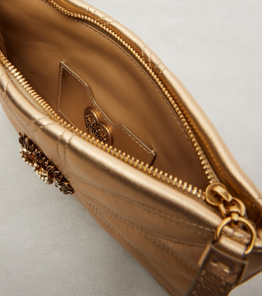 Etui Devotion Mini aus Metallic-Leder | Dolce&Gabbana