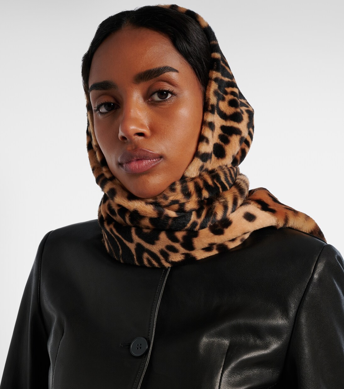 Foulard leopard-print shearling scarf | Nour Hammour