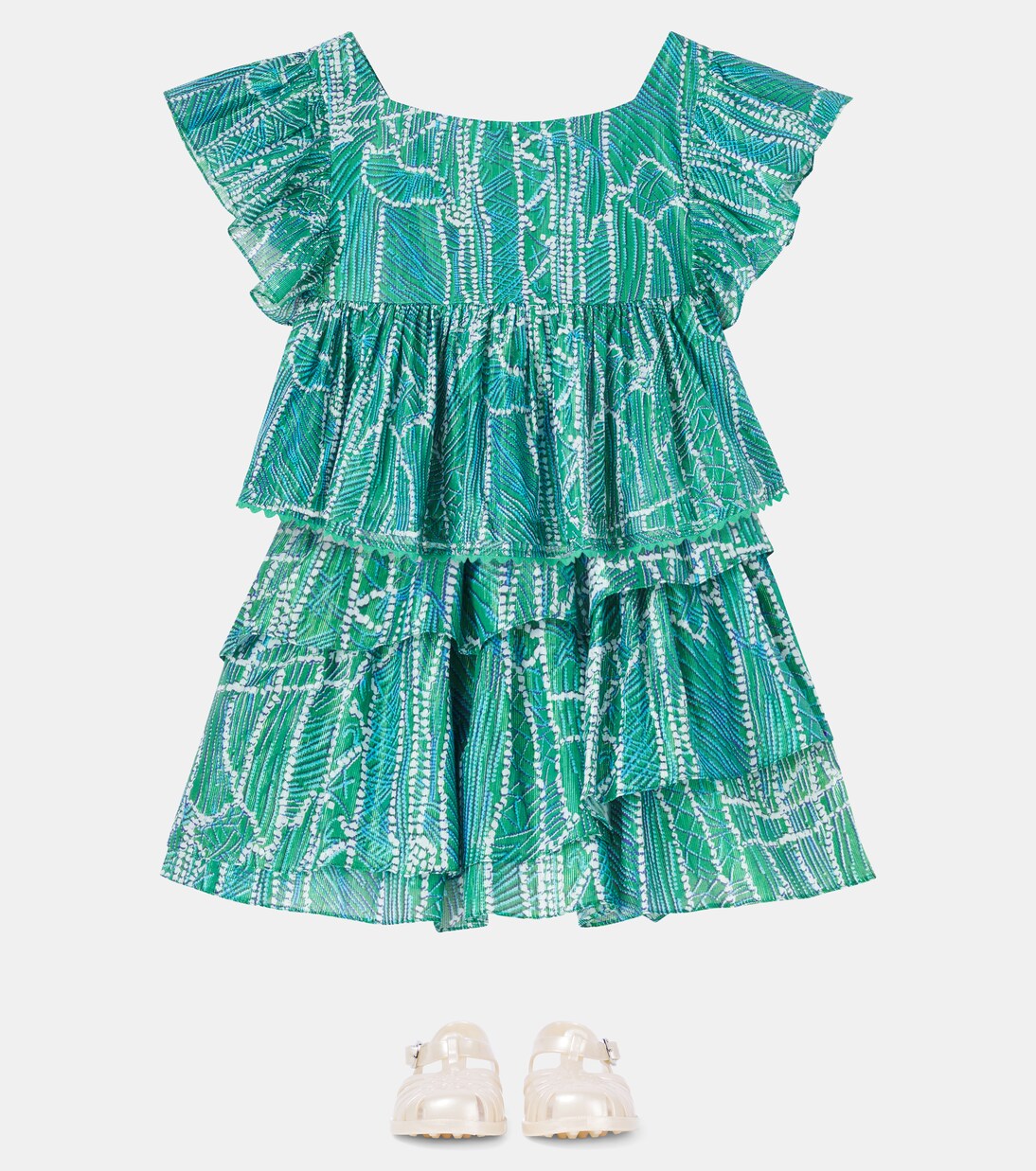Lilas printed ruffled cotton-blend skirt | Poupette St Barth Kids