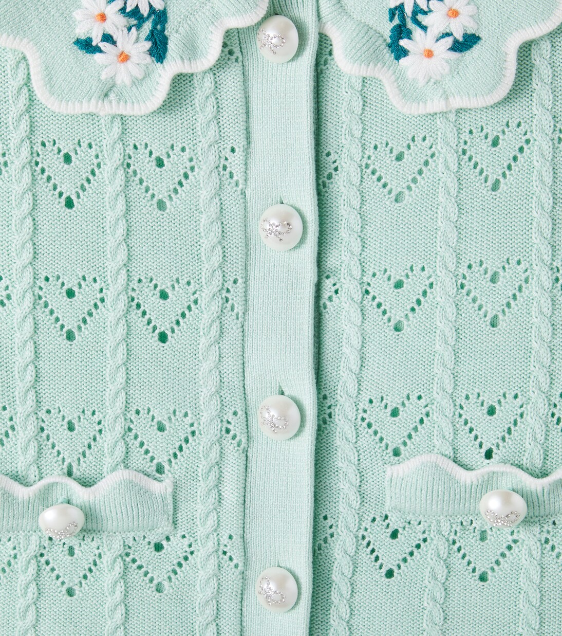 Embroidered pointelle cardigan | Self-Portrait Kids