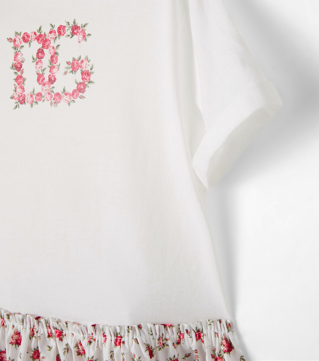 Robe DG en coton à fleurs | Dolce&Gabbana Kids