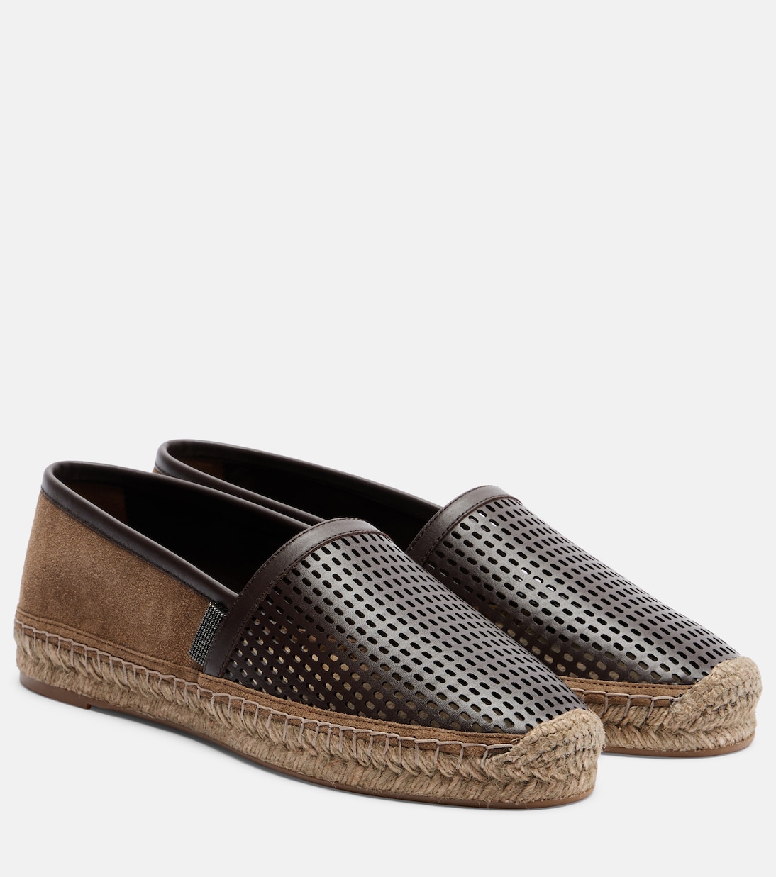 Espadrilles Monili aus Leder und Veloursleder | Brunello Cucinelli