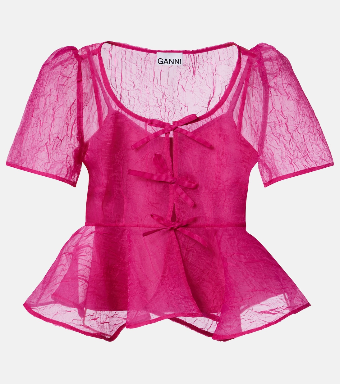 Top de organza de péplum | Ganni