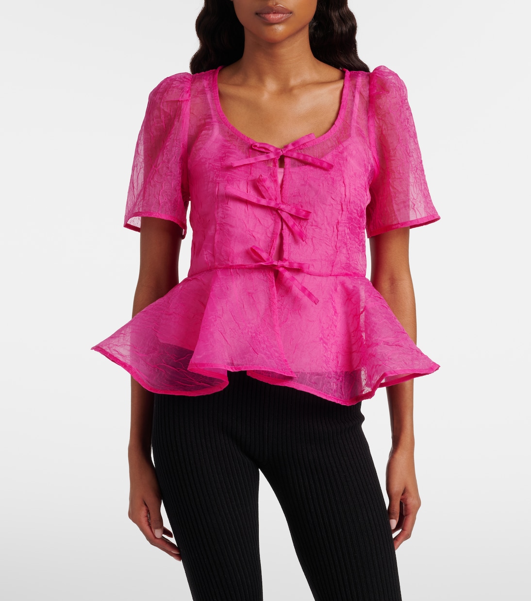 Top de organza de péplum | Ganni