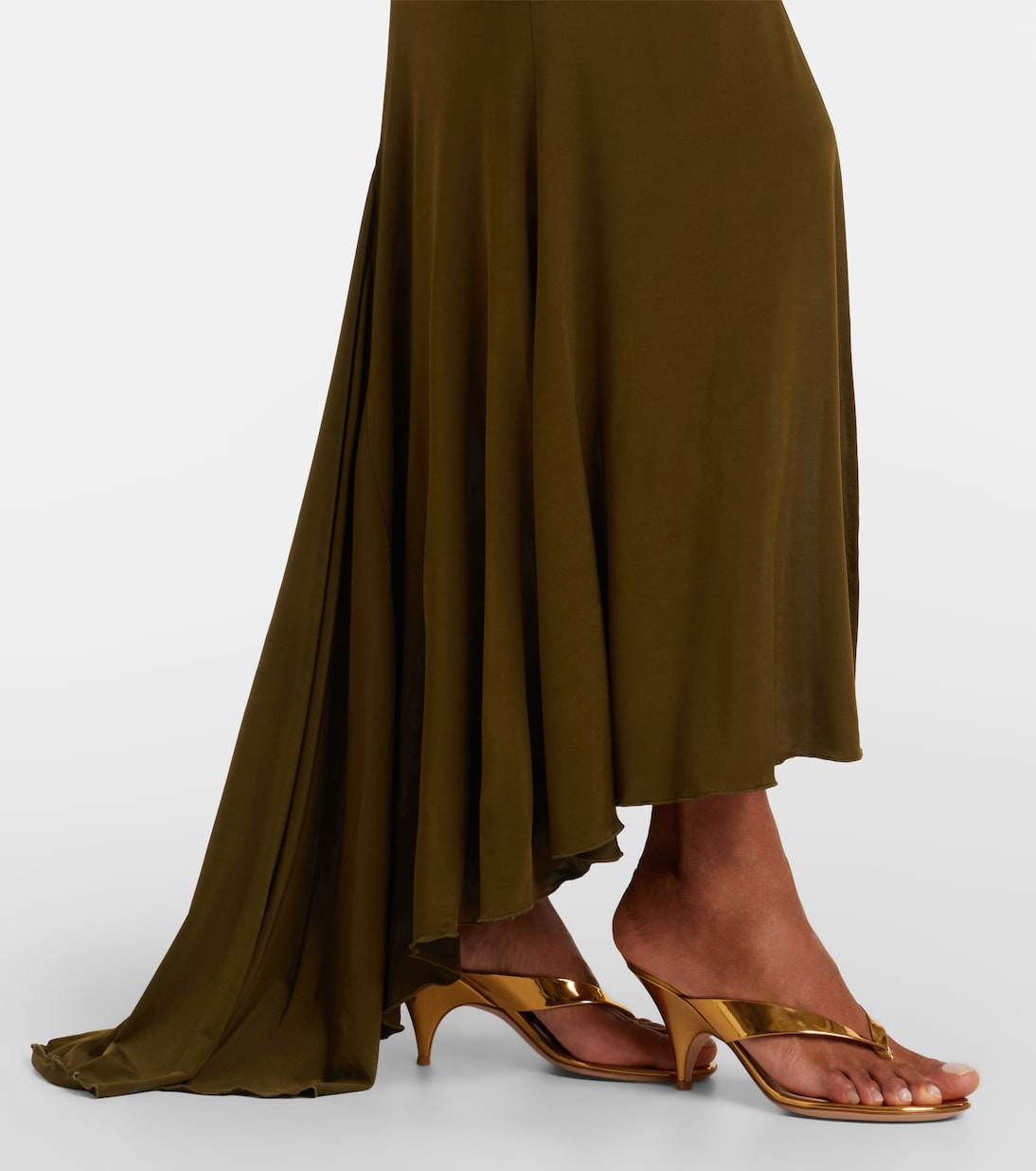 فستان طويل بطيات مجمعة ووردة أبليكيه | Blumarine