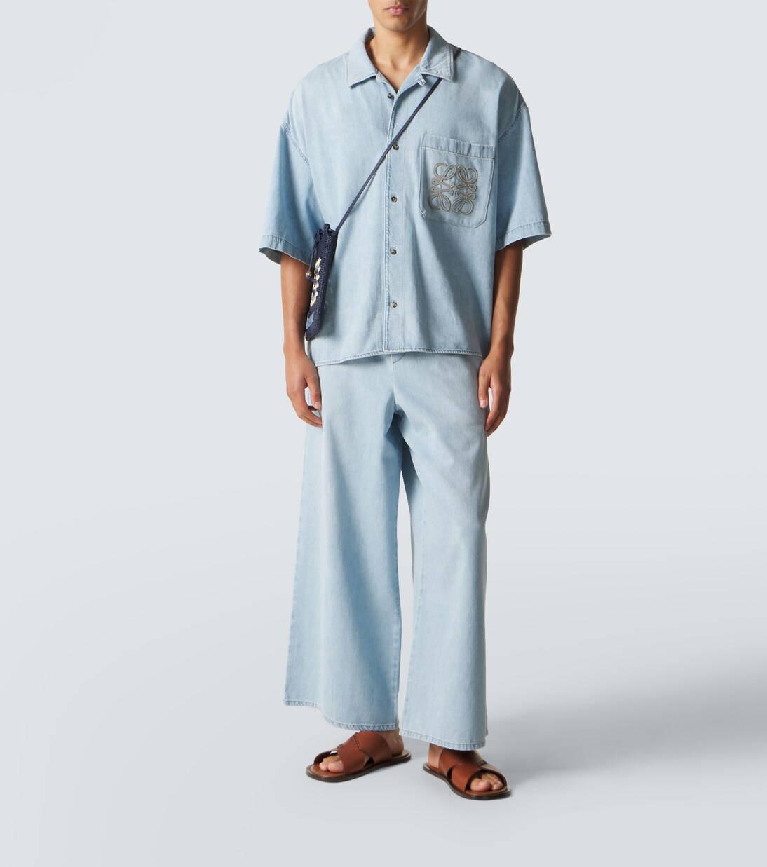 Anagram denim cropped wide-leg pants | Loewe