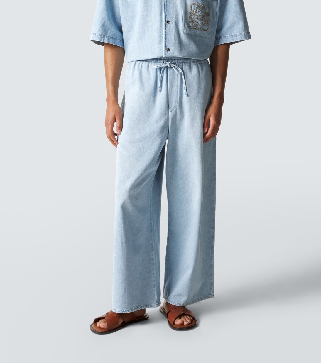 Anagram denim cropped wide-leg pants | Loewe