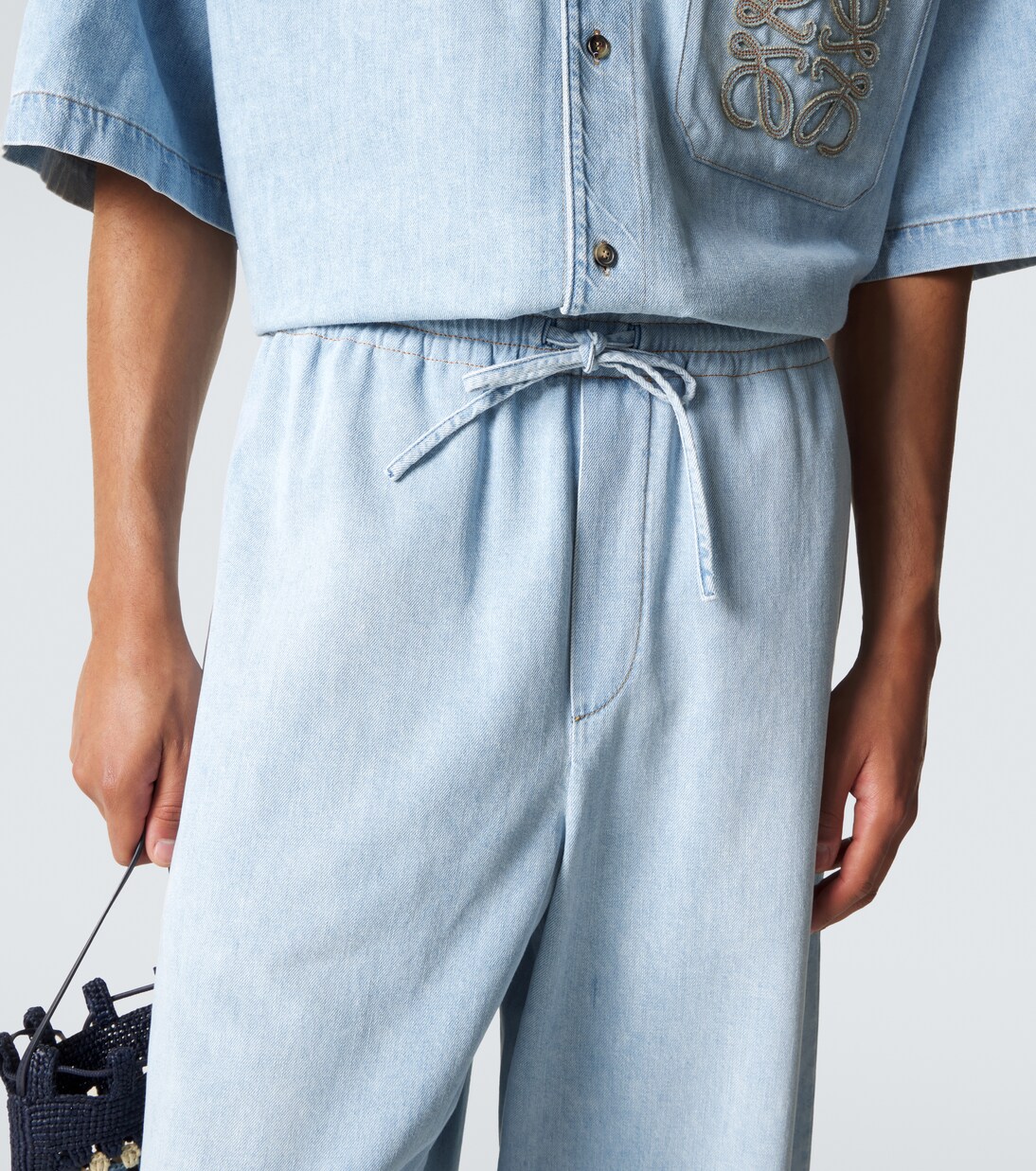 Anagram denim cropped wide-leg pants | Loewe