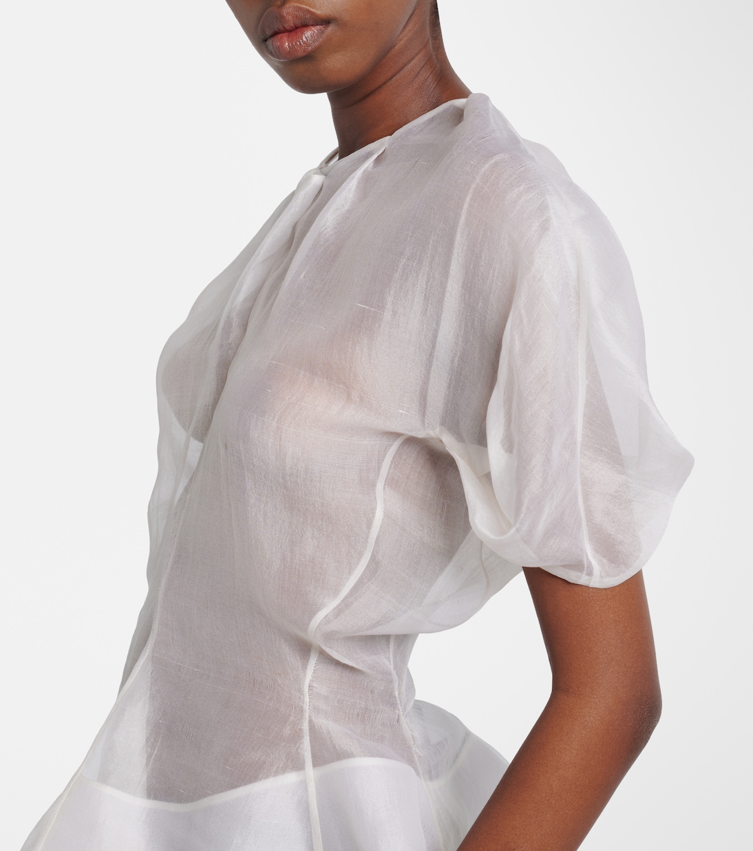 Rumi sheer peplum silk top | Khaite
