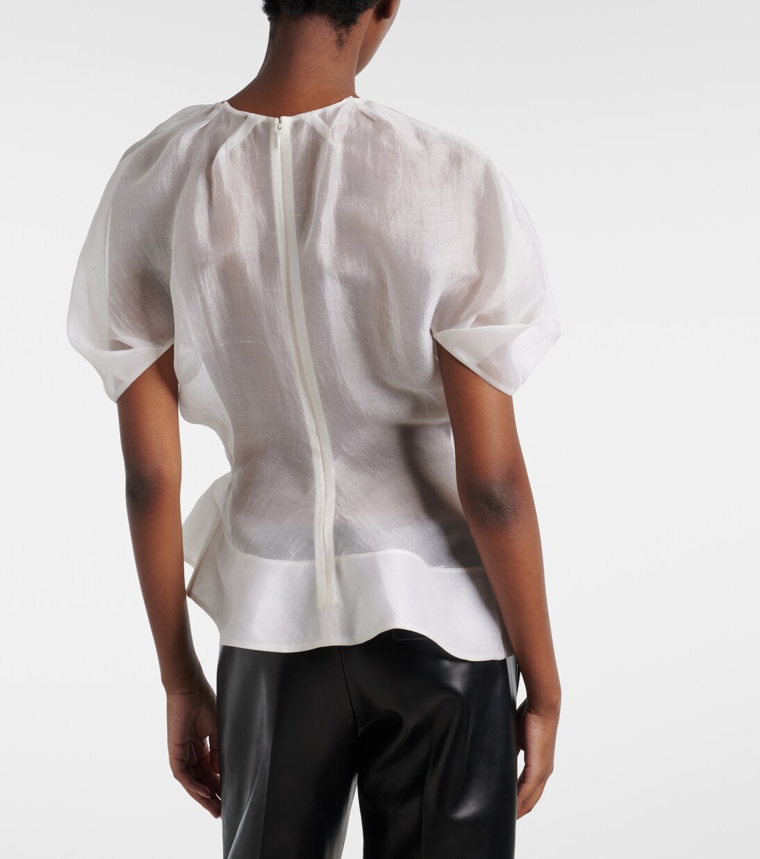 Rumi sheer peplum silk top | Khaite