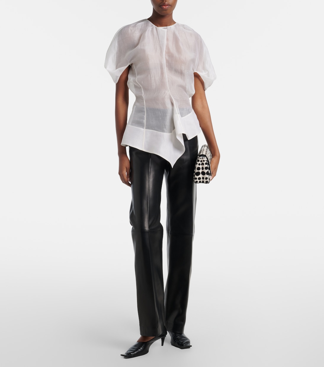 Rumi sheer peplum silk top | Khaite