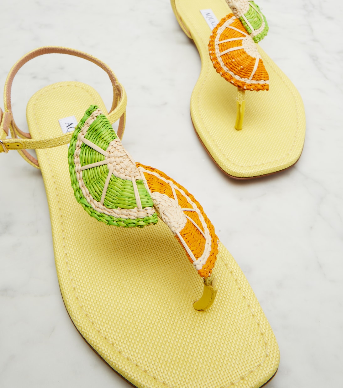 Citrus Sugar raffia slingback sandals | Aquazzura
