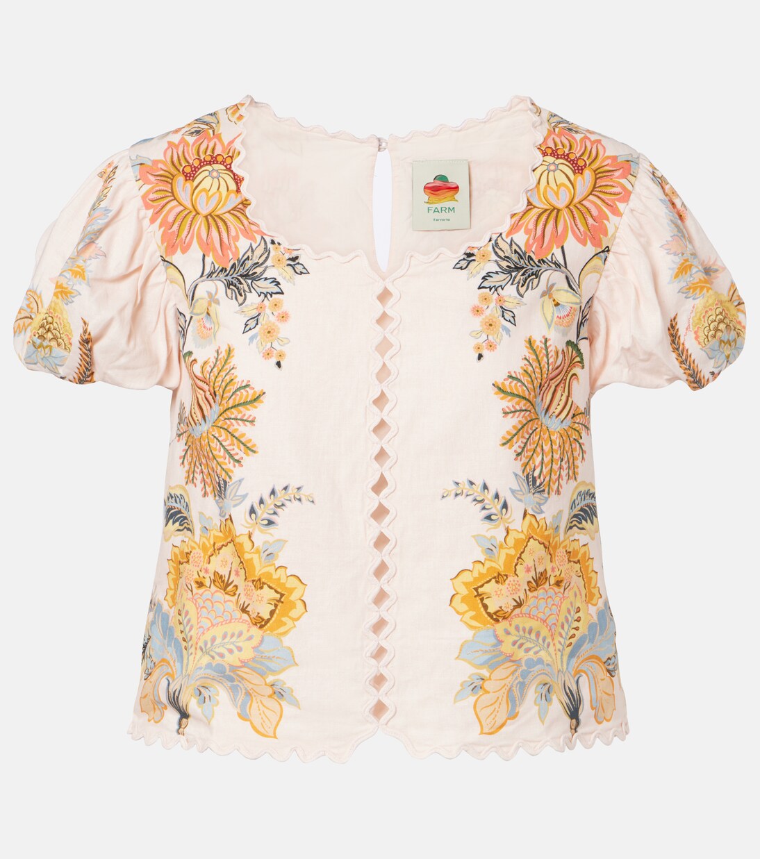Ligia floral linen-blend blouse | Farm Rio