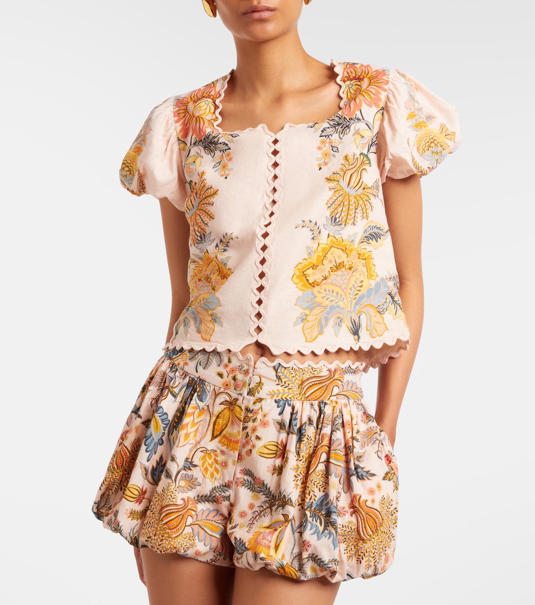 Ligia floral linen-blend blouse | Farm Rio