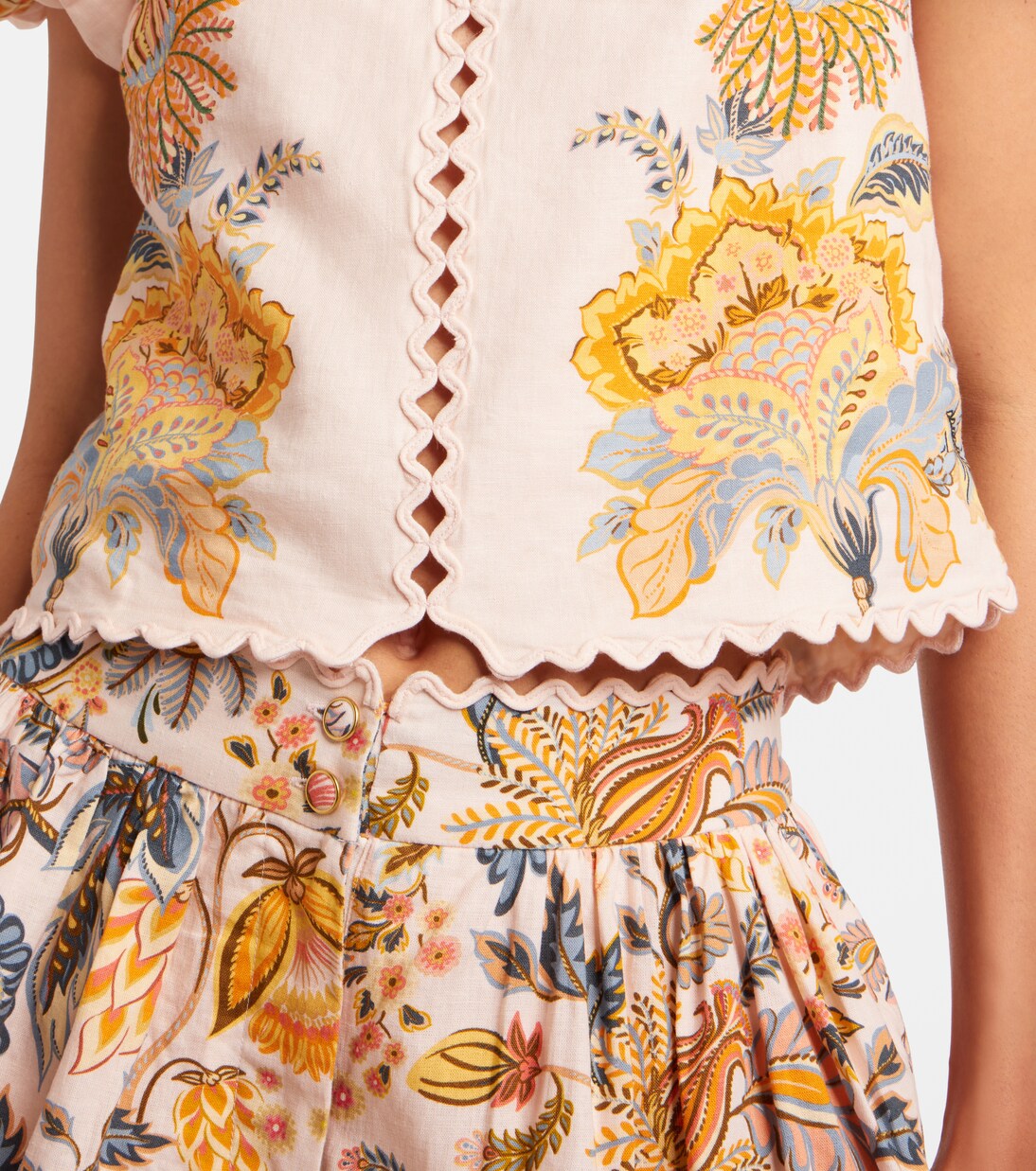 Ligia floral linen-blend blouse | Farm Rio
