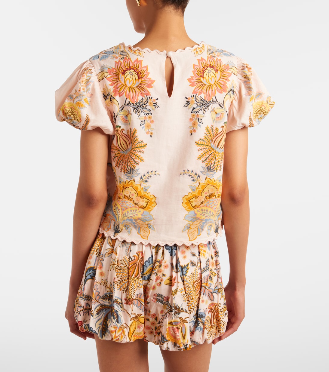 Ligia floral linen-blend blouse | Farm Rio