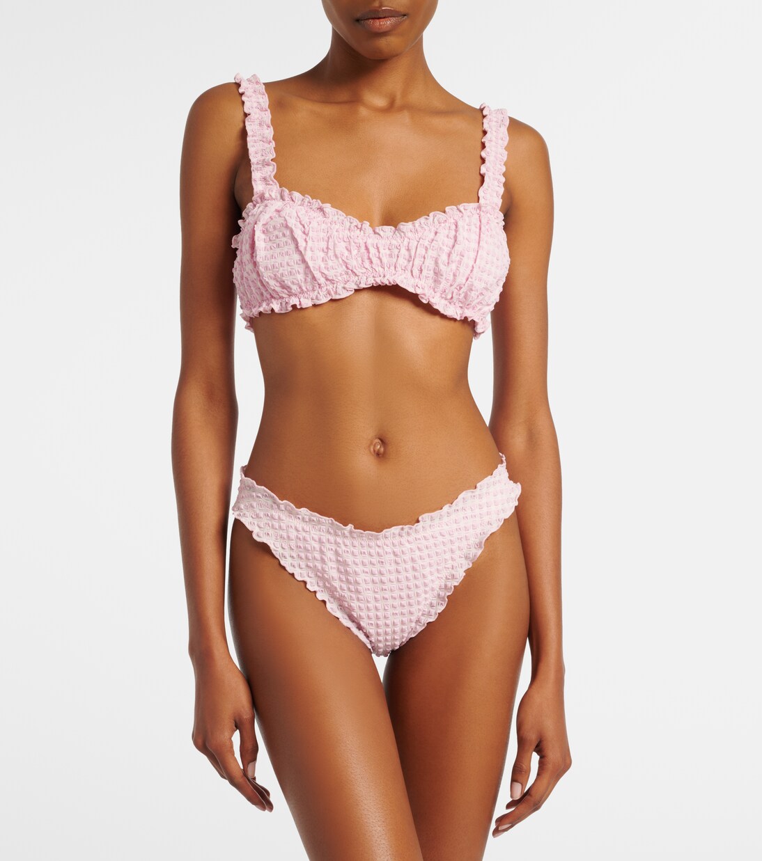 Ruffled checked bikini top | Simkhai