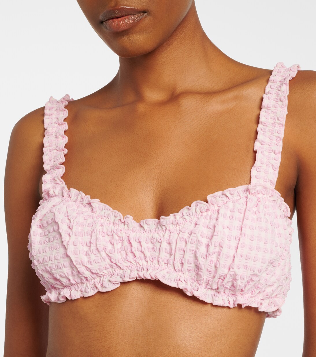 Ruffled checked bikini top | Simkhai