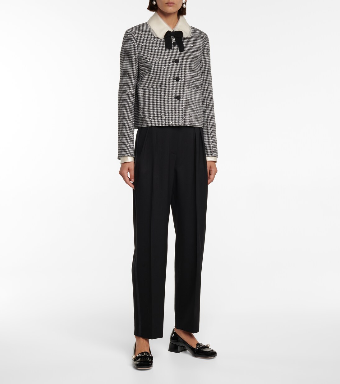 Stretch-wool grain-de-poudre pants | Miu Miu